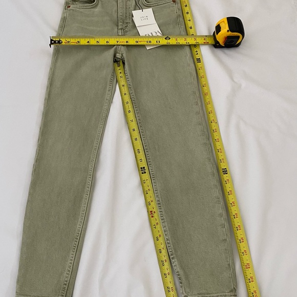 Zara Hi-Rise Juniors size 2 Denim Jeans in sage green color.  NWT. - Picture 10 of 15